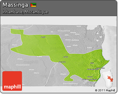 Physical Panoramic Map of Massinga, lighten, desaturated