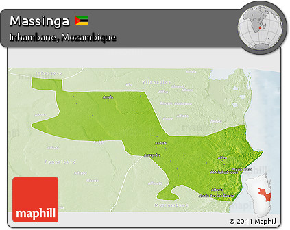 Physical Panoramic Map of Massinga, lighten