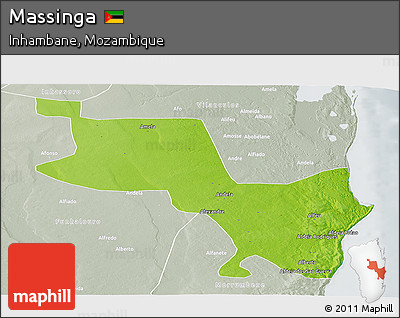 Physical Panoramic Map of Massinga, lighten, semi-desaturated