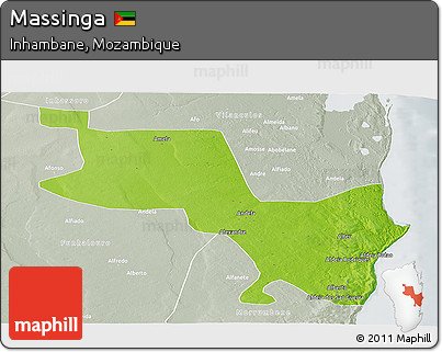 Physical Panoramic Map of Massinga, lighten, semi-desaturated