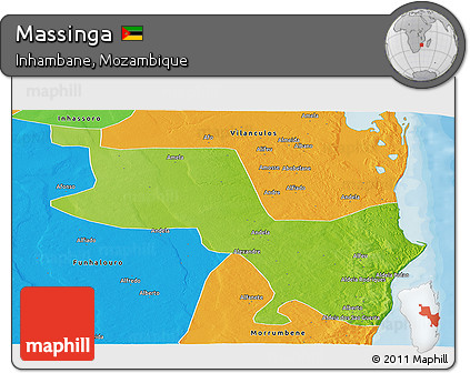 Physical Panoramic Map of Massinga, political outside