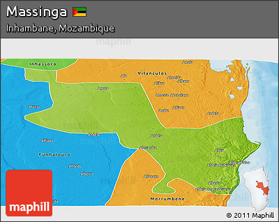 Physical Panoramic Map of Massinga, political outside