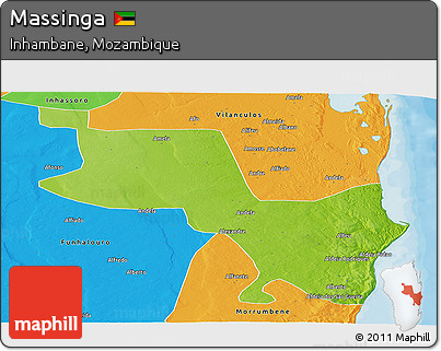 Physical Panoramic Map of Massinga, political outside