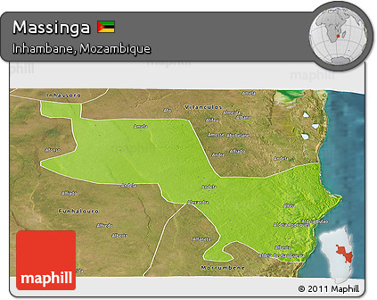 Physical Panoramic Map of Massinga, satellite outside