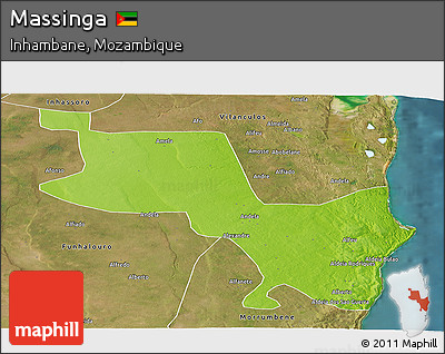 Physical Panoramic Map of Massinga, satellite outside