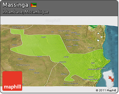 Physical Panoramic Map of Massinga, satellite outside