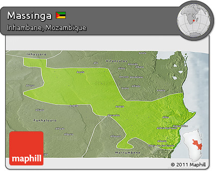 Physical Panoramic Map of Massinga, semi-desaturated