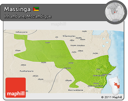 Physical Panoramic Map of Massinga, shaded relief outside