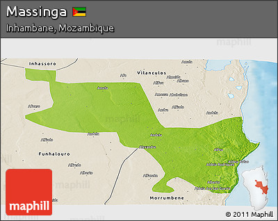 Physical Panoramic Map of Massinga, shaded relief outside