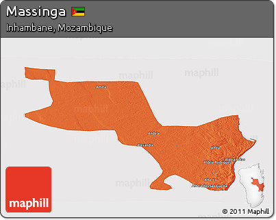 Political Panoramic Map of Massinga, cropped outside