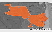 Political Panoramic Map of Massinga, darken, desaturated
