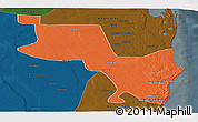 Political Panoramic Map of Massinga, darken