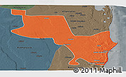 Political Panoramic Map of Massinga, darken, semi-desaturated