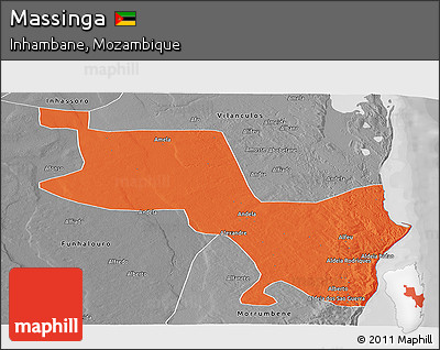Political Panoramic Map of Massinga, desaturated