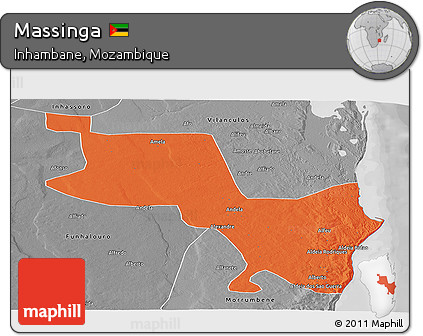 Political Panoramic Map of Massinga, desaturated