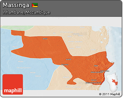 Political Panoramic Map of Massinga, lighten