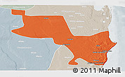 Political Panoramic Map of Massinga, lighten, semi-desaturated