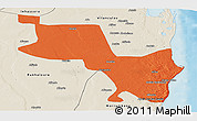 Political Panoramic Map of Massinga, shaded relief outside
