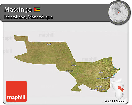 Satellite Panoramic Map of Massinga, cropped outside