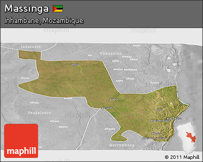 Satellite Panoramic Map of Massinga, lighten, desaturated