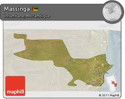 Satellite Panoramic Map of Massinga, lighten