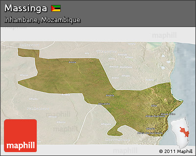 Satellite Panoramic Map of Massinga, lighten