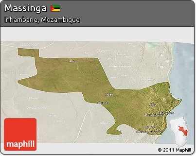Satellite Panoramic Map of Massinga, lighten