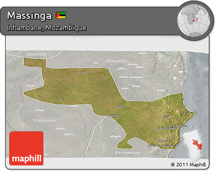 Satellite Panoramic Map of Massinga, lighten, semi-desaturated