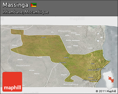 Satellite Panoramic Map of Massinga, lighten, semi-desaturated