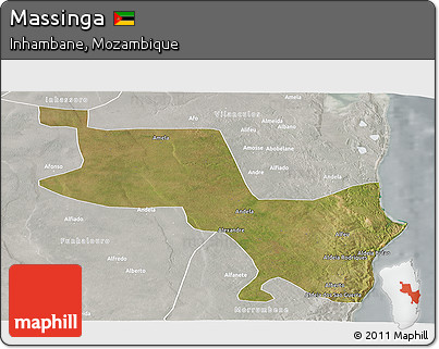 Satellite Panoramic Map of Massinga, lighten, semi-desaturated