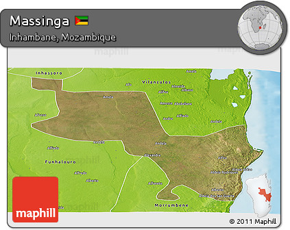 Satellite Panoramic Map of Massinga, physical outside