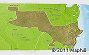 Satellite Panoramic Map of Massinga, physical outside