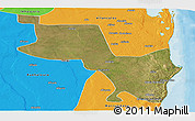 Satellite Panoramic Map of Massinga, political outside