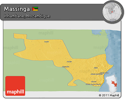 Savanna Style Panoramic Map of Massinga, single color outside
