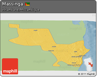 Savanna Style Panoramic Map of Massinga, single color outside
