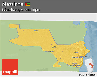 Savanna Style Panoramic Map of Massinga, single color outside