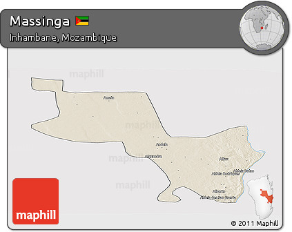 Shaded Relief Panoramic Map of Massinga, cropped outside