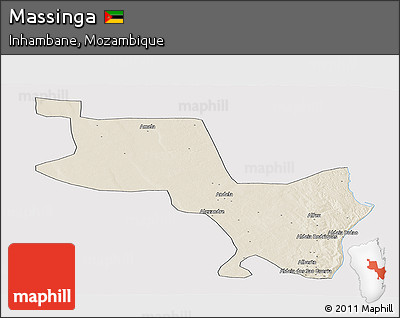 Shaded Relief Panoramic Map of Massinga, cropped outside