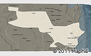 Shaded Relief Panoramic Map of Massinga, darken