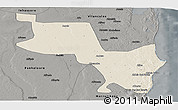 Shaded Relief Panoramic Map of Massinga, darken, semi-desaturated