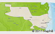 Shaded Relief Panoramic Map of Massinga, physical outside