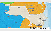 Shaded Relief Panoramic Map of Massinga, political outside