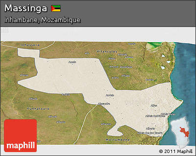 Shaded Relief Panoramic Map of Massinga, satellite outside