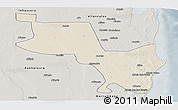 Shaded Relief Panoramic Map of Massinga, semi-desaturated