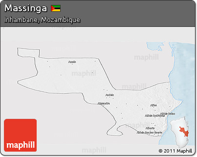 Silver Style Panoramic Map of Massinga, single color outside