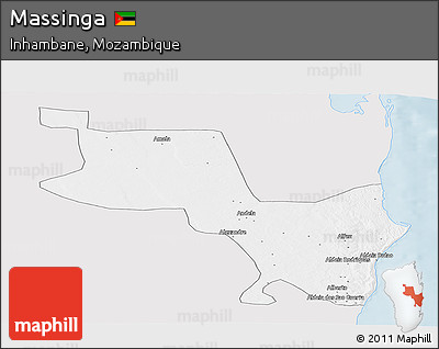 Silver Style Panoramic Map of Massinga, single color outside