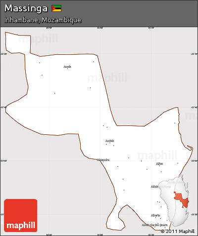 Classic Style Simple Map of Massinga, cropped outside