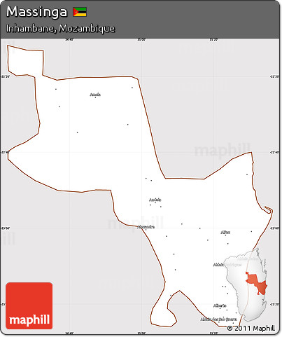 Classic Style Simple Map of Massinga, cropped outside