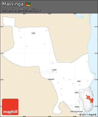 Classic Style Simple Map of Massinga, single color outside