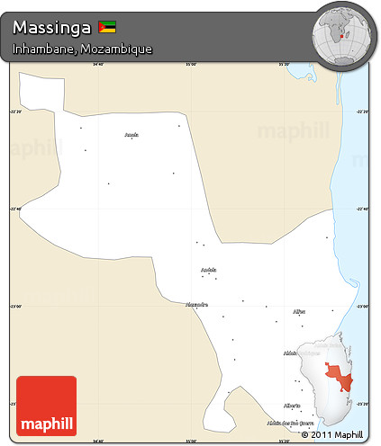Classic Style Simple Map of Massinga, single color outside